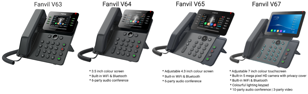 Fanvil V63, V64, V65 and V67 IP desk phones supported by 3CX